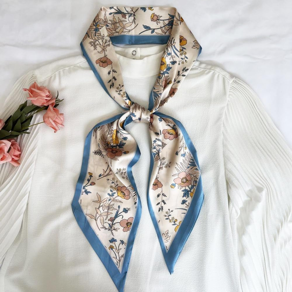 Silk Head Scarf for Hair Fashion Headwrap for Women Lightweight Neck Tie