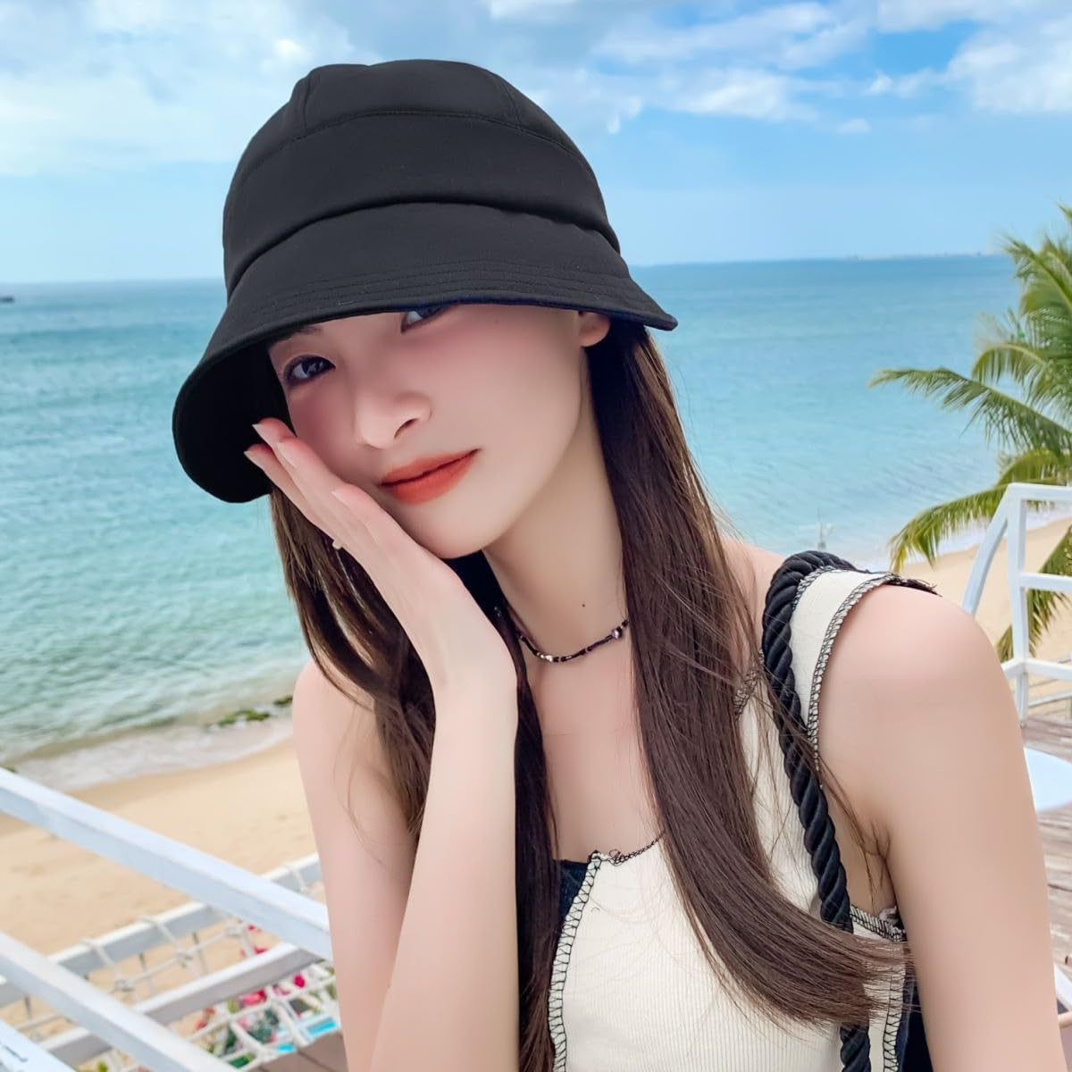 Womens Sun Visor Hats Wide Brim Summer Beach Sun Hat Wide Brim Baseball Cap Beach UV Protection Caps