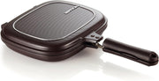 Happycall Titanium Nonstick Double Pan, Flip Pan, Square, Dishwasher Safe, Pfoa-Free, Brown