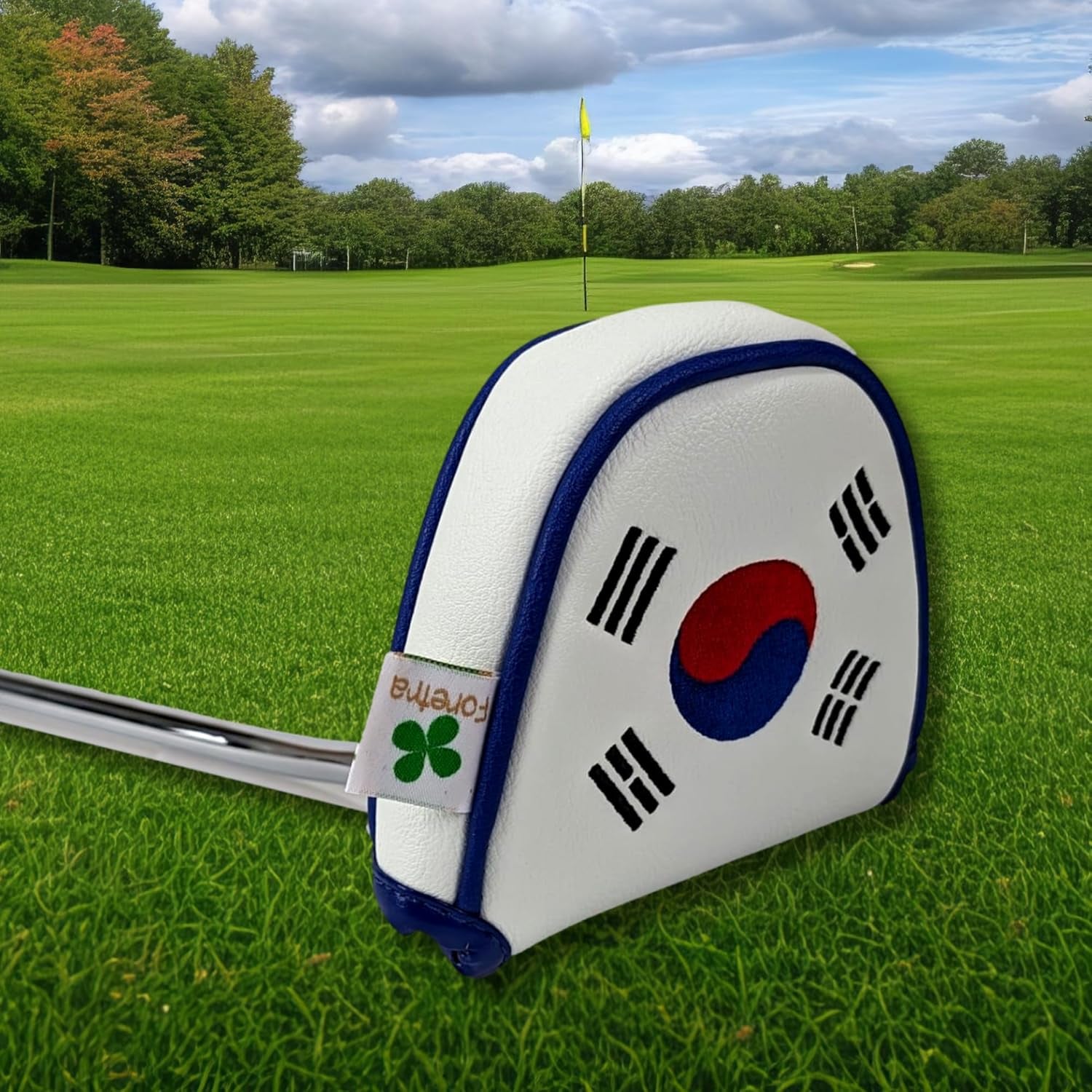 Foretra Driver Headcover Golf Club Covers Blade Mallet Putter Cover Alignment Stick Holder Hybrid Fairway Wood Head Cover Korea Flag Novelty Golf Accessories for Most Brands
