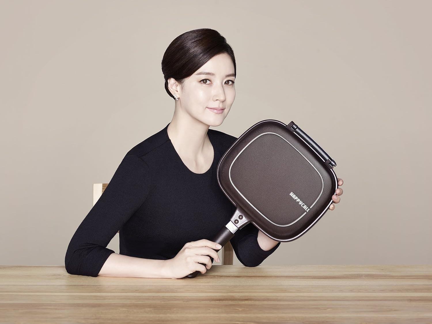 Happycall Titanium Nonstick Double Pan, Flip Pan, Square, Dishwasher Safe, Pfoa-Free, Brown