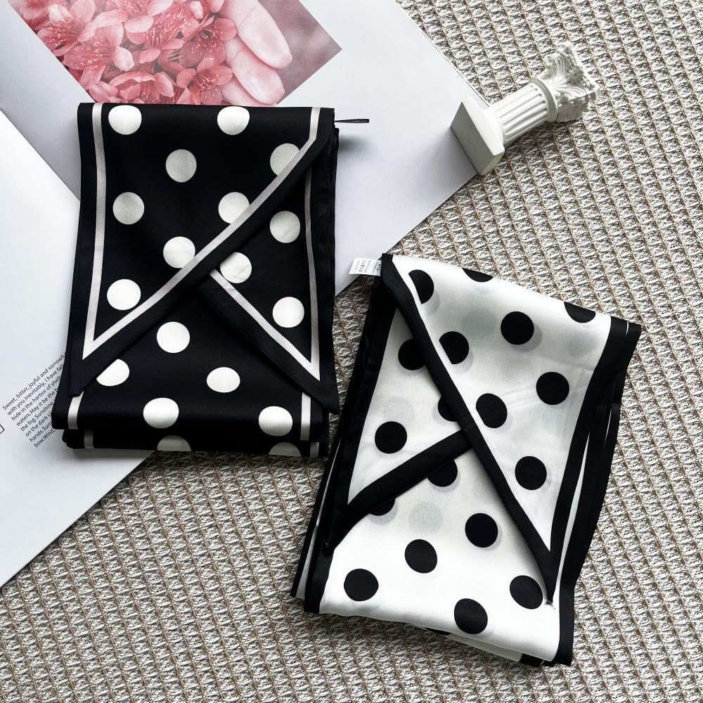 Silk Head Scarf for Hair Fashion Headwrap for Women Lightweight Neck Tie