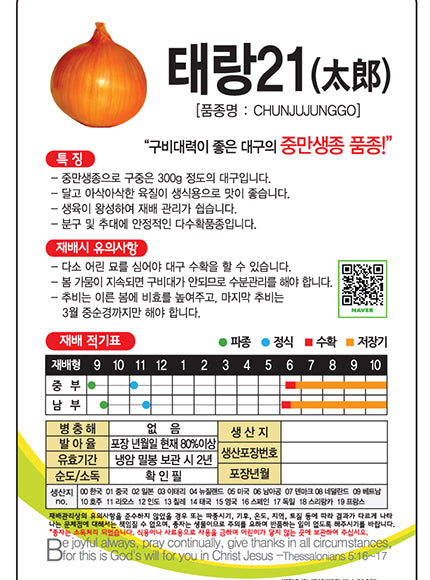 태랑21양파 Onion Seeds
