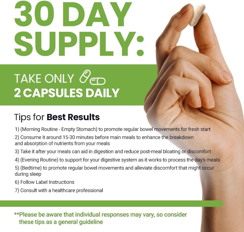 Jungkwanjang Digestive Wellness Support - Papain 400Mg, American Ginseng 143Mg, Bromelain 400Mg, Gut Health Supplement for Digestive Comfort and Nutrient Absorption, 60 Capsules for Men and Women