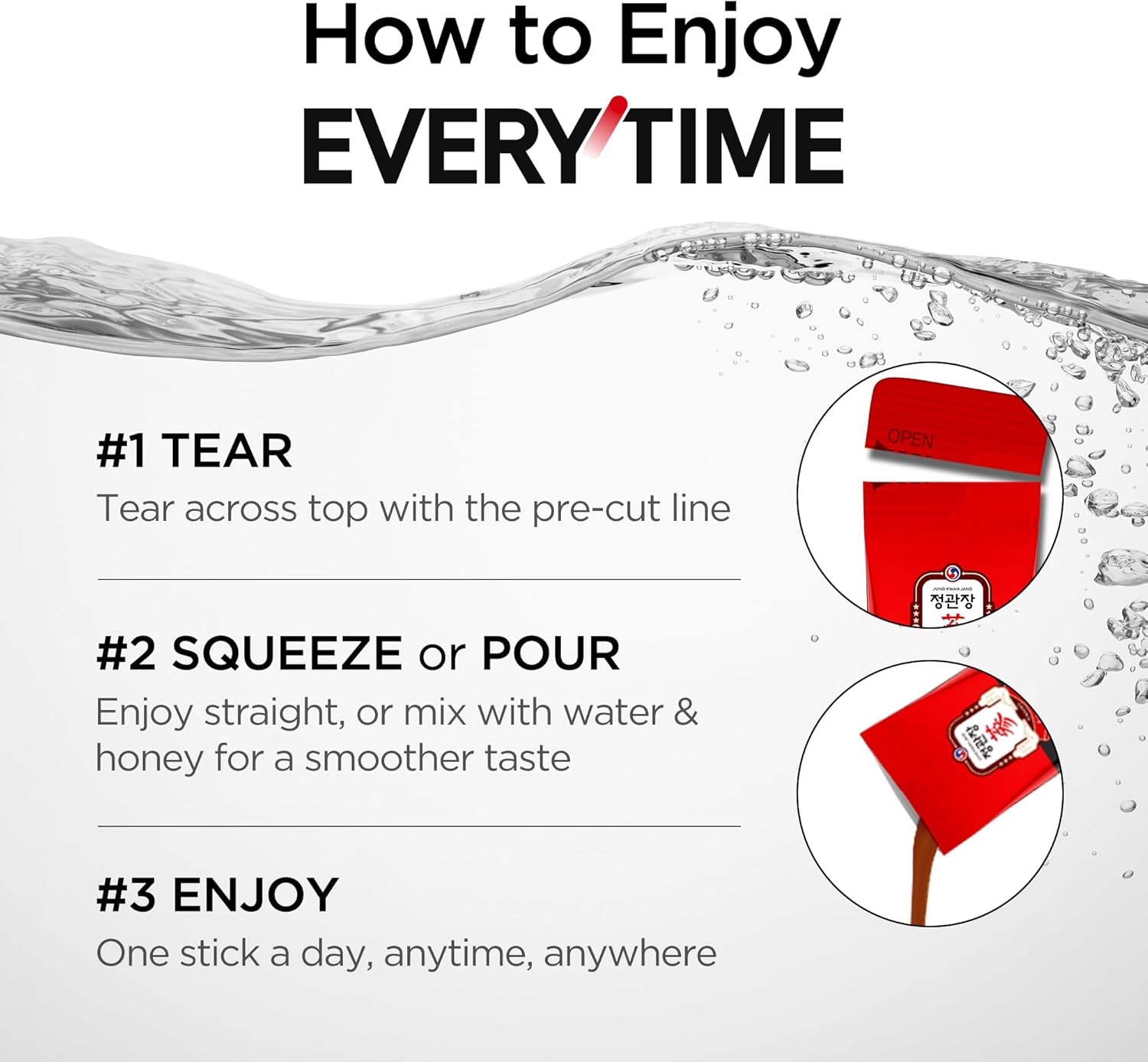 Everytime Energy Boost Korean Red Ginseng Extract 1,000Mg & Honey - Vegan Ginseng Energy Drink Liquid Stick Supplements - Builds Stamina & Immunity No Caffeine (10 Sticks, 0.34 Fl Oz)