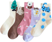IIG 3-6 Pairs Womens Cute Animal Patterned Funny Novelty Cotton Crew Socks