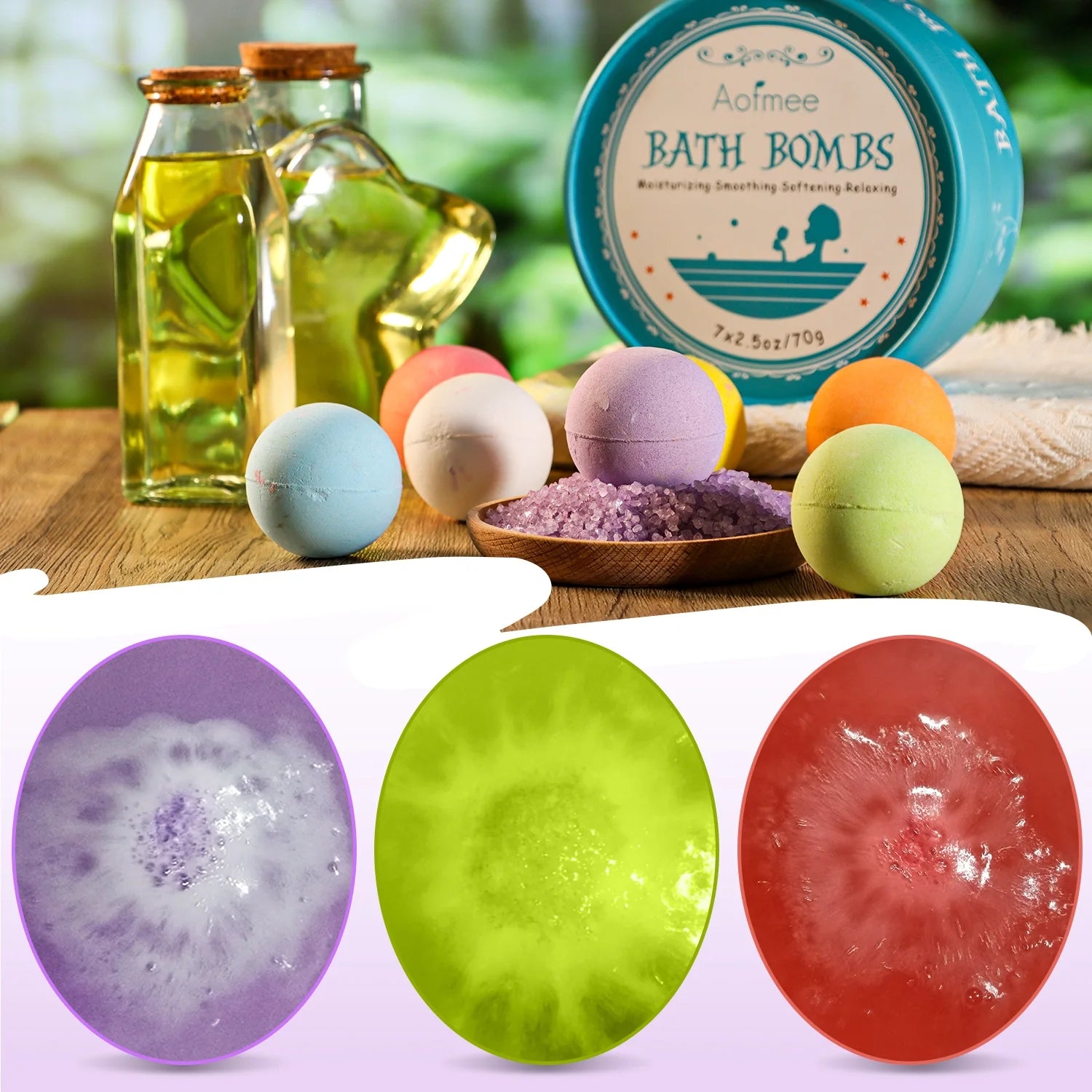 Bath Bombs Set, 7 Natural Essential Oils Spa Bubble Bath Salts, Self Care Gifts Fizzy Suit, Perfect Birthday Valentines Day Holiday Gift for Women Men Kids