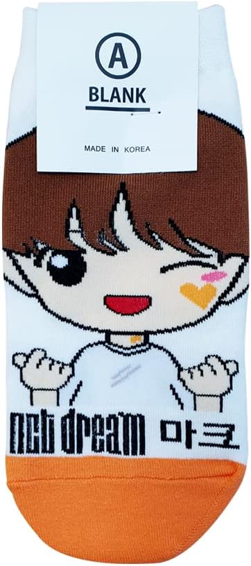 Women'S Kpop NCT Dream Cartoon Character Socks - Made in Korea, Sky, Green, Orange, Pink, Red, Blue, Yellow