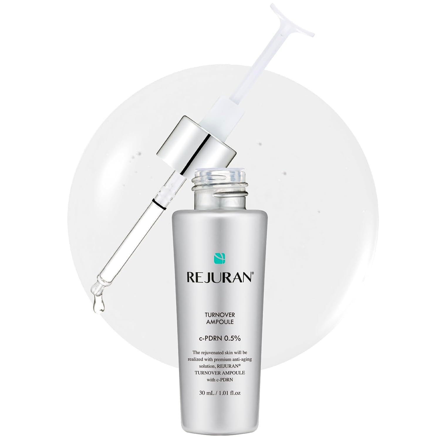 REJURAN® Turnover Ampoule, C-Pdrn® – Original Salmon DNA PDRN Face Serum for Rejuvenation, Firming, Hydration & Youthful Glow, Refines Skin Texture. Korean Skincare (1.01 Fl Oz)