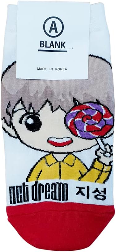 Women'S Kpop NCT Dream Cartoon Character Socks - Made in Korea, Sky, Green, Orange, Pink, Red, Blue, Yellow