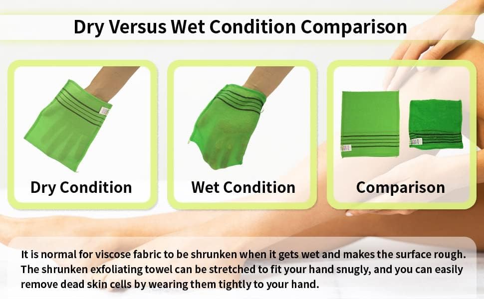 8 Pcs Asian Exfoliating Bath Washcloth - Red & Green