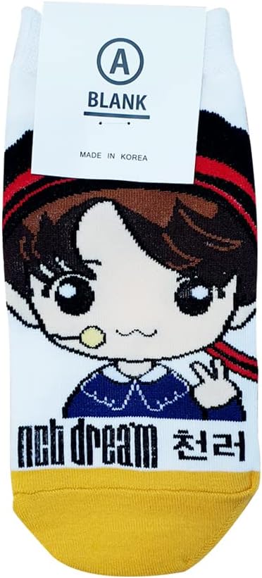 Women'S Kpop NCT Dream Cartoon Character Socks - Made in Korea, Sky, Green, Orange, Pink, Red, Blue, Yellow