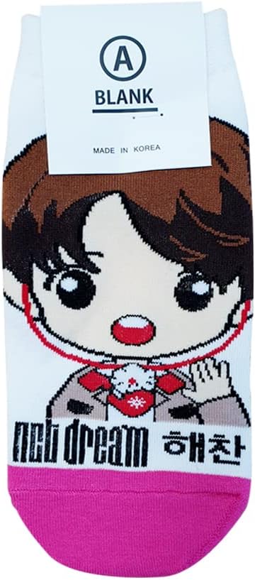 Women'S Kpop NCT Dream Cartoon Character Socks - Made in Korea, Sky, Green, Orange, Pink, Red, Blue, Yellow
