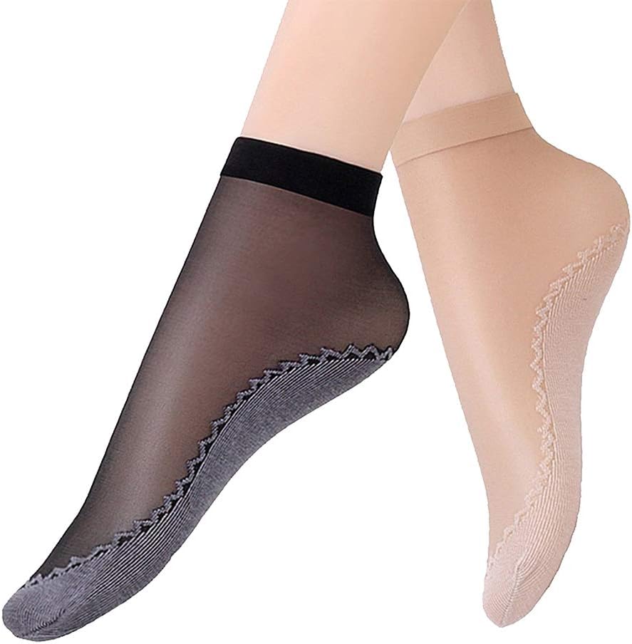Women'S 10 Pairs Silky Thin Nylon Short Ankle Socks