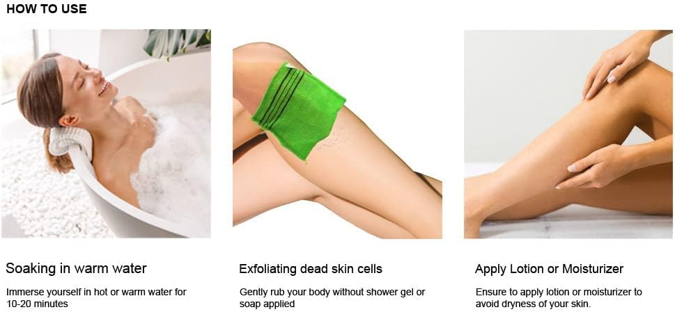 8 Pcs Asian Exfoliating Bath Washcloth - Red & Green