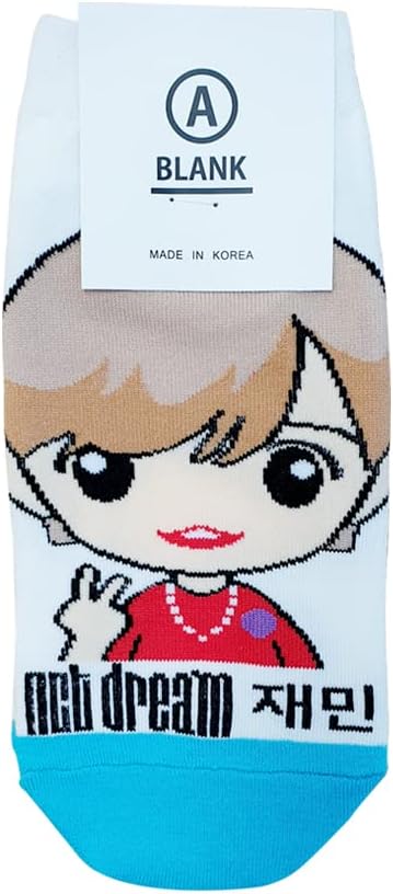 Women'S Kpop NCT Dream Cartoon Character Socks - Made in Korea, Sky, Green, Orange, Pink, Red, Blue, Yellow