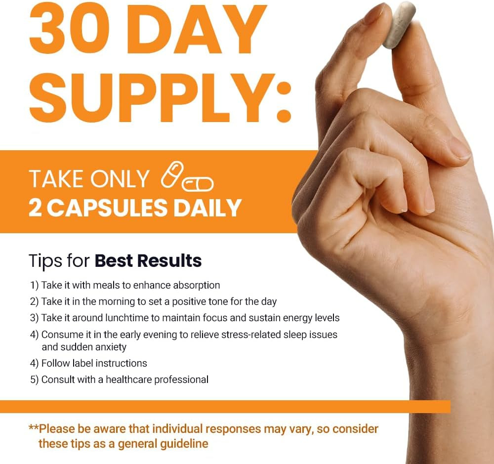 Calm Formula with Ashwagandha 300Mg, American Ginseng 428Mg and L Theanine 204Mg Supplement - 60 Capsule for Men and Women