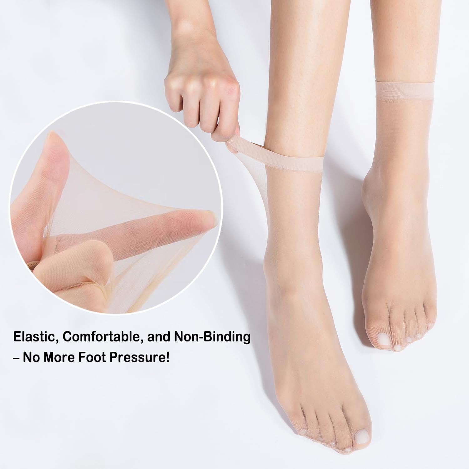 Mcool Mary 12 Pairs Womens Sheer Ankle Socks Nude Stocking Summer Ultra Thin Cool See through Silk Socks for Women