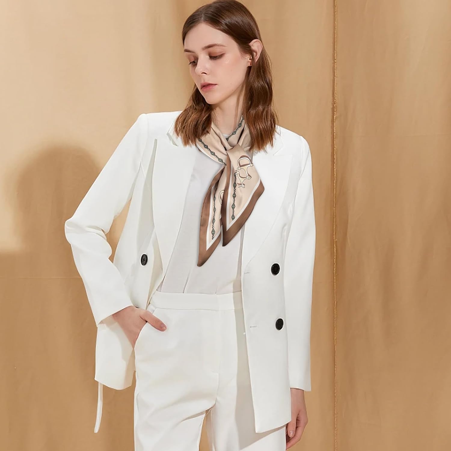 Relang Satin Scarf Mulberry Silk Printed Head Wrap Hair Band 7"" X 59""