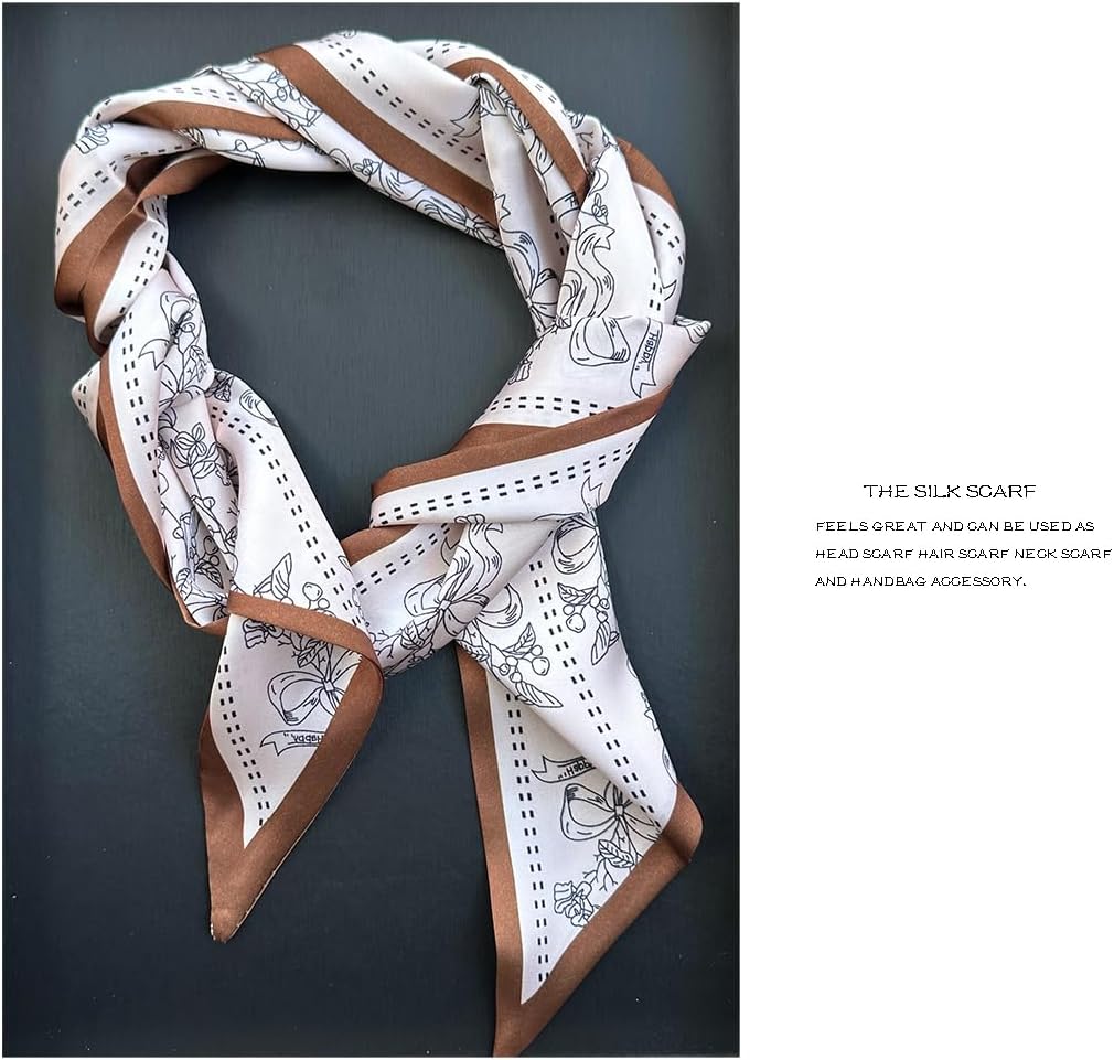 Livrerpi Silk Feeling Head Scarf Fashion Satin Hair Scarf Square Long Scarves for Women Gifts