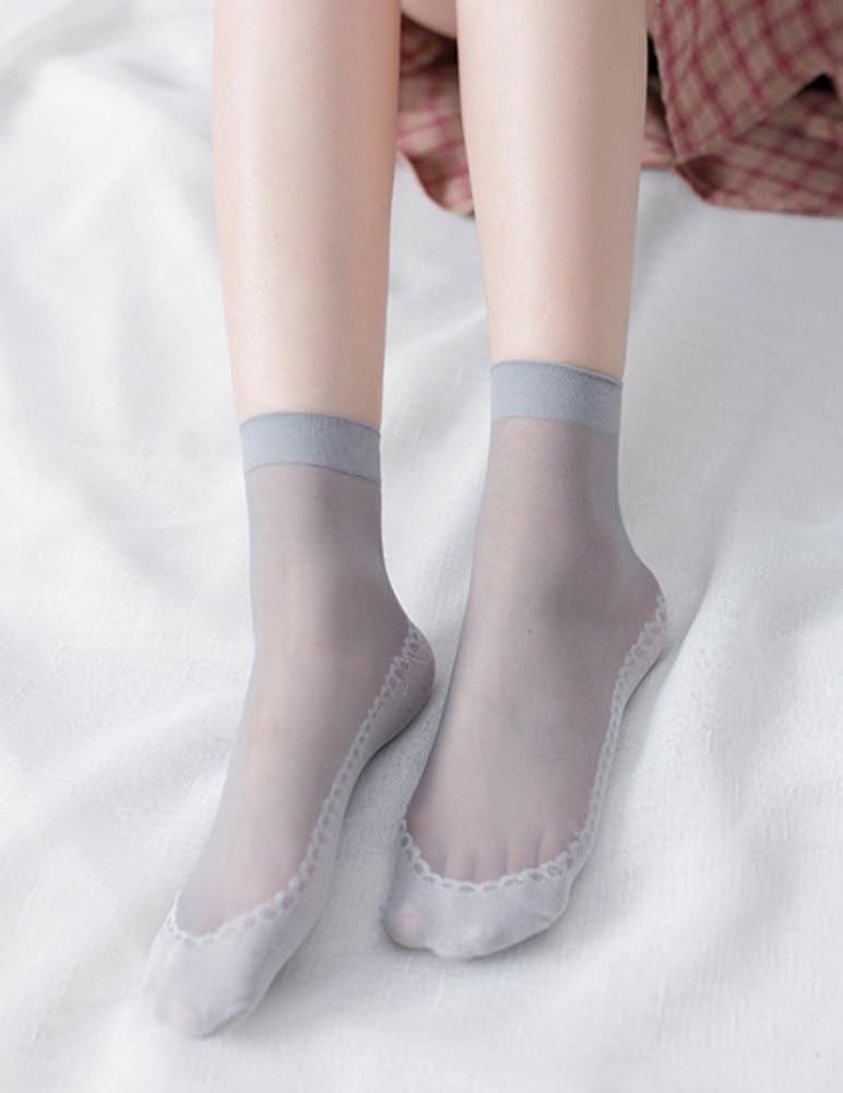 Women'S 10 Pairs Silky Thin Nylon Short Ankle Socks