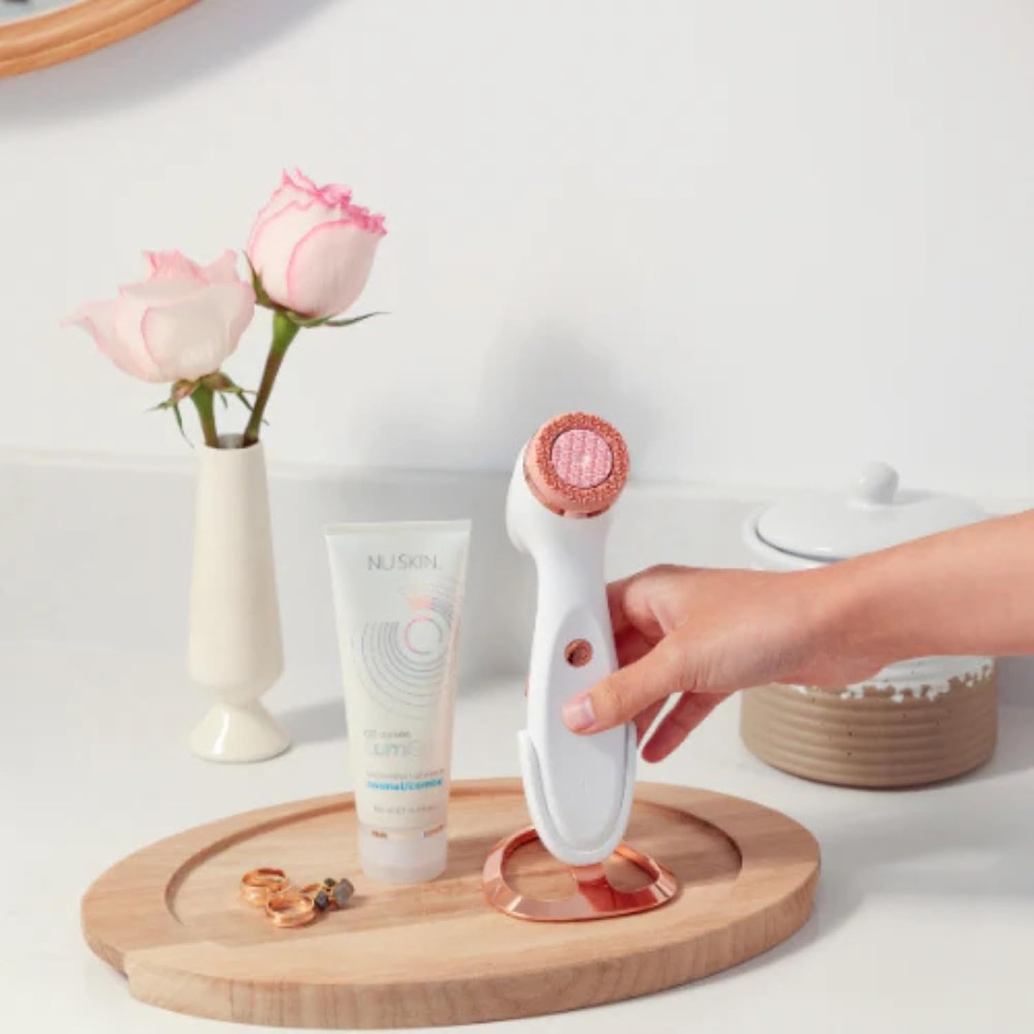 Nu Skin Ageloc Lumispa Io Rose Gold Treatment Head | Firm | Treatment for Enhanced Skin Cleansing and Radiance | Elegant Design | Compatible with Lumispa Io Devices