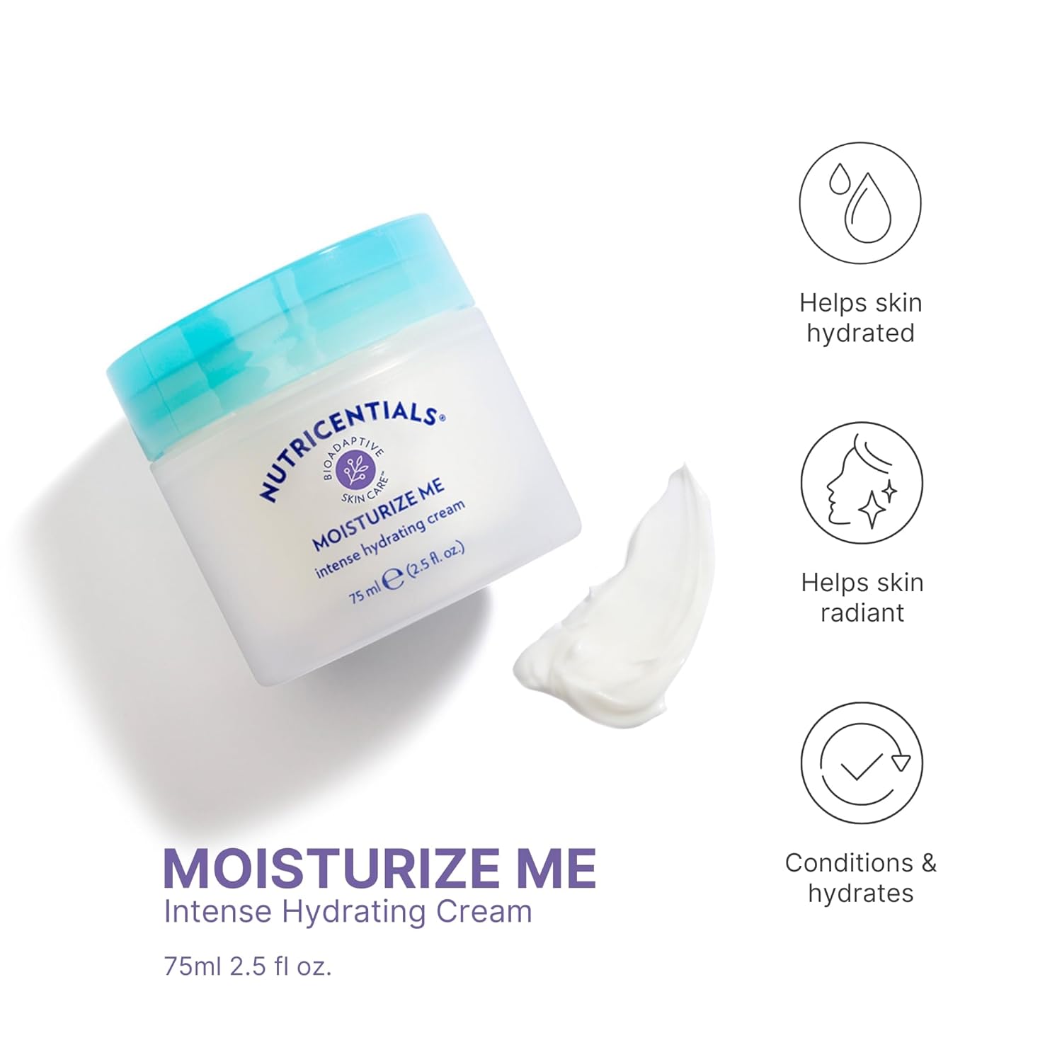 Nu Skin Moisturize Me Intense Hydrate Cream 2.5 Fl Oz - Nighttime Restoration with Bioadaptive Botanicals, Aloe, Pistachio Nut Oil, and Vitamin E - Wake up to Refreshed, Soft, Smooth Skin