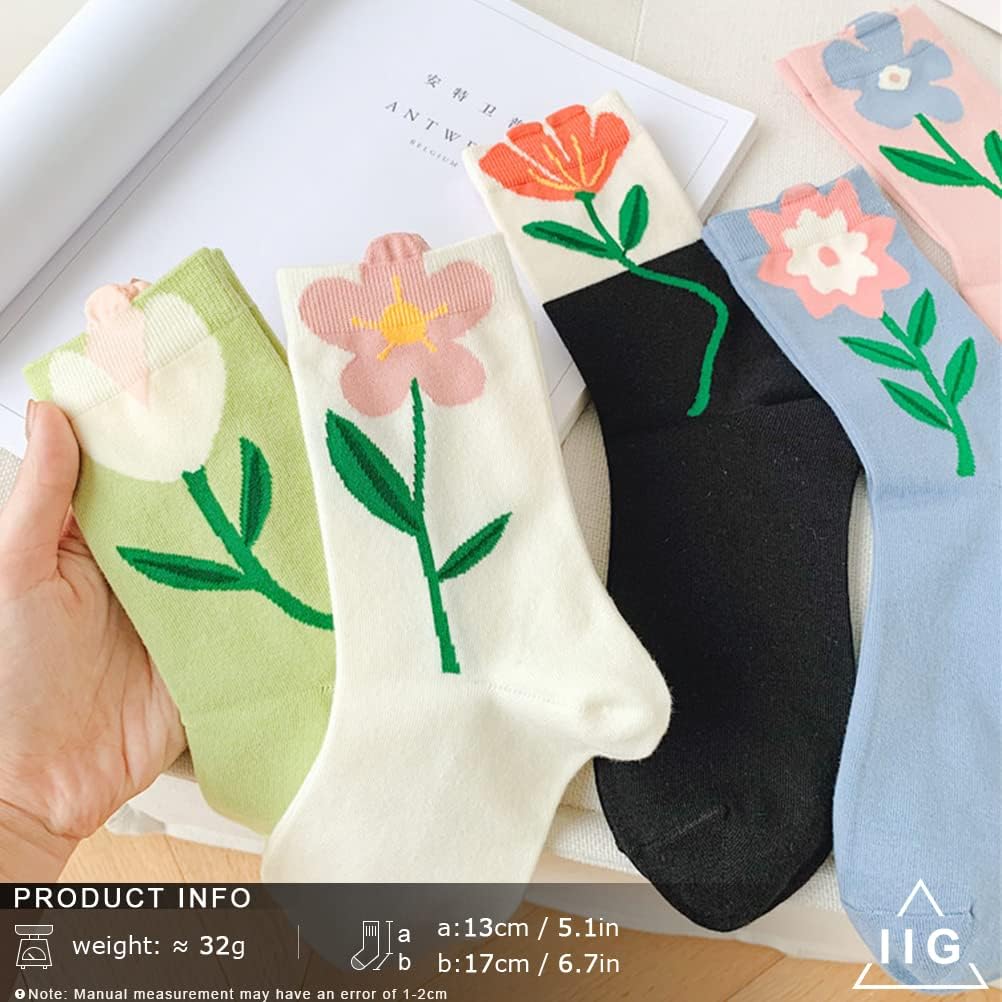 IIG 3-6 Pairs Womens Cute Animal Patterned Funny Novelty Cotton Crew Socks