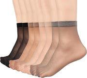 Mcool Mary 12 Pairs Womens Sheer Ankle Socks Nude Stocking Summer Ultra Thin Cool See through Silk Socks for Women