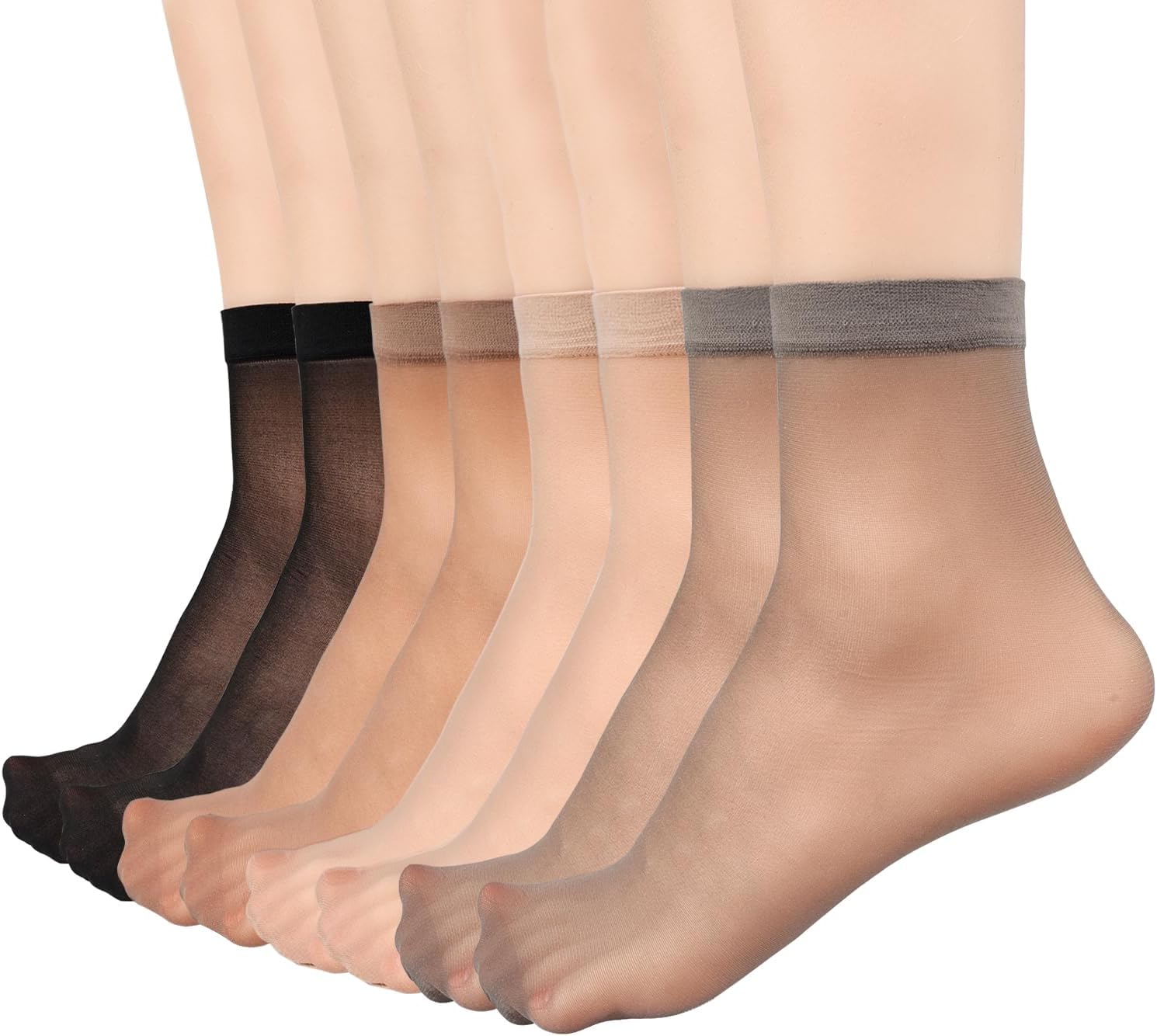 Mcool Mary 12 Pairs Womens Sheer Ankle Socks Nude Stocking Summer Ultra Thin Cool See through Silk Socks for Women