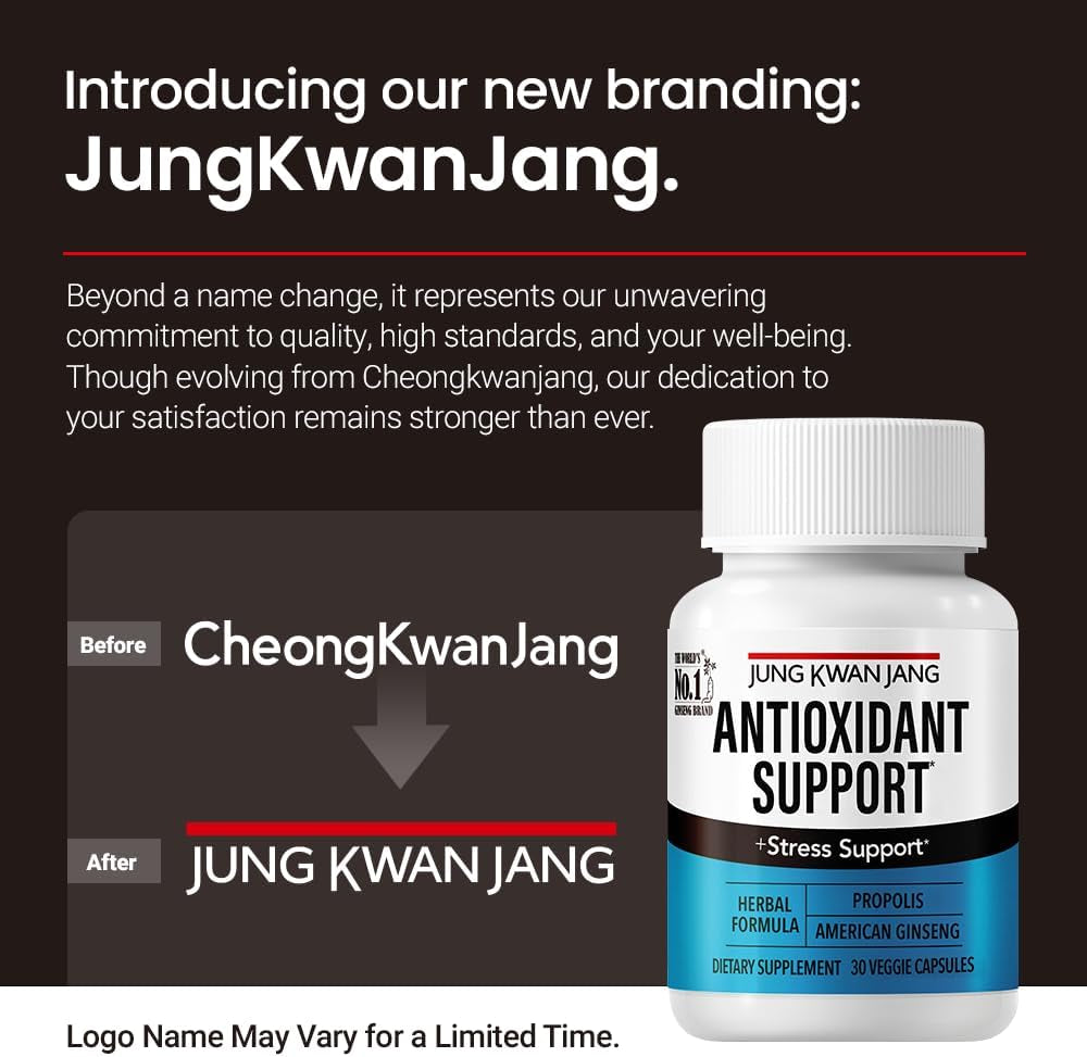 Jungkwanjang Antioxidant Support Blend - Boost Immunity and Energy with Propolis (229Mg) and American Ginseng (143Mg), 30 Capsules for Men and Women