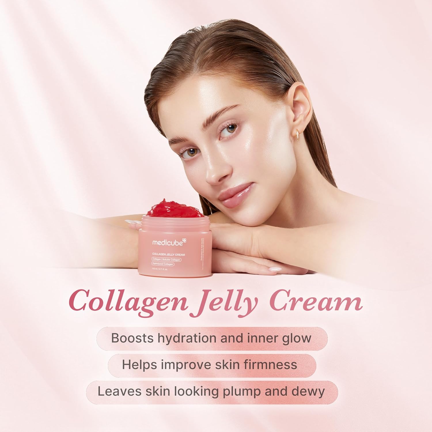 Medicube Collagen Jelly Cream- Niacinamide & Freeze-Dried Hydrolyzed Collagen-Boosts Skin Barrier Hydration & Gives 24H Glow & Firmer Looking Skin | No Artificial Color, Korean Skincare (3.71 Fl.Oz.)