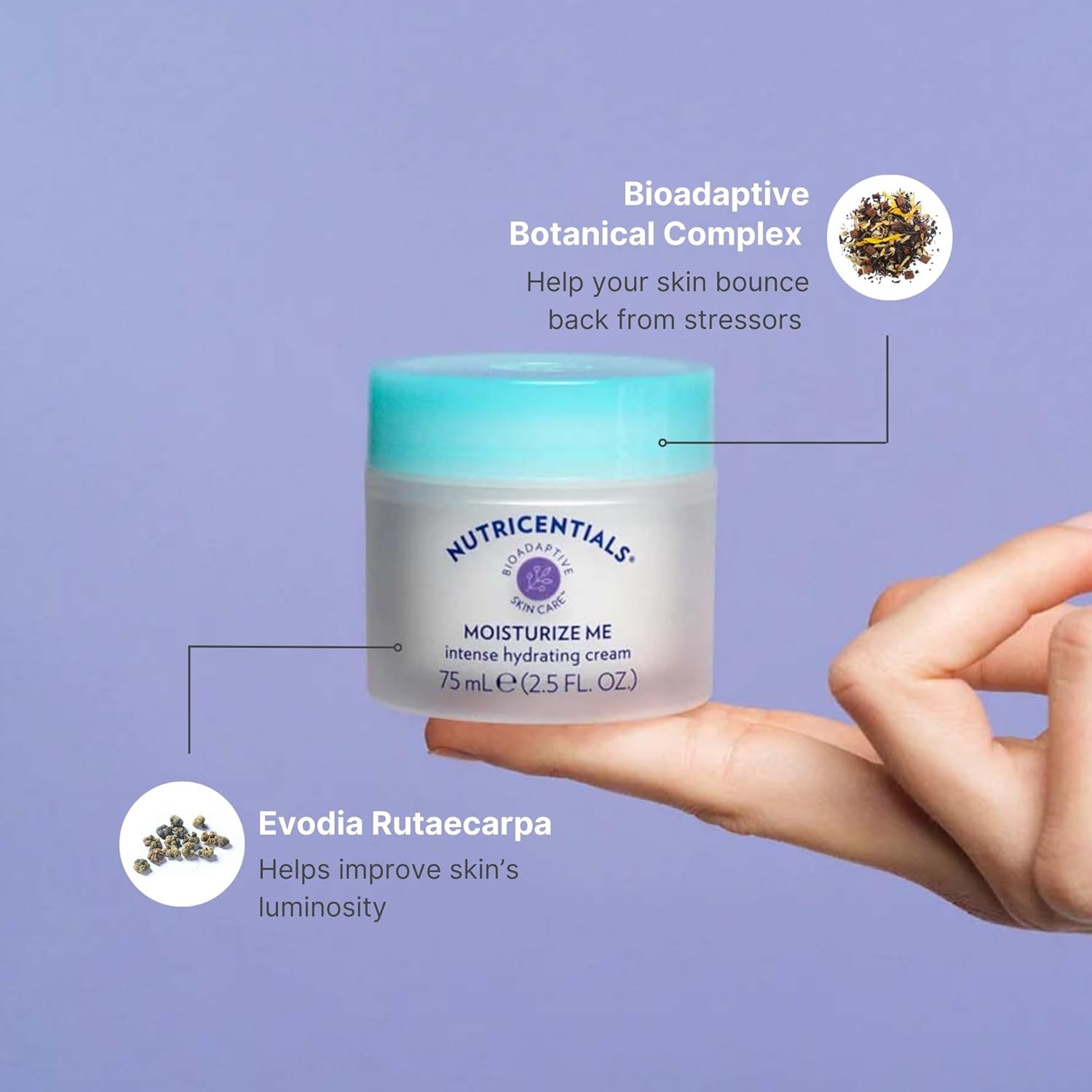 Nu Skin Moisturize Me Intense Hydrate Cream 2.5 Fl Oz - Nighttime Restoration with Bioadaptive Botanicals, Aloe, Pistachio Nut Oil, and Vitamin E - Wake up to Refreshed, Soft, Smooth Skin