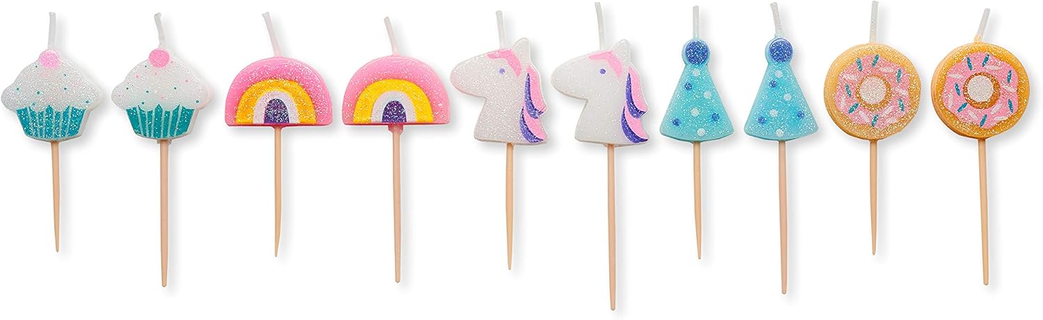 유니콘 생일촛불 10세트 Unicorns and Rainbows Birthday Candles
