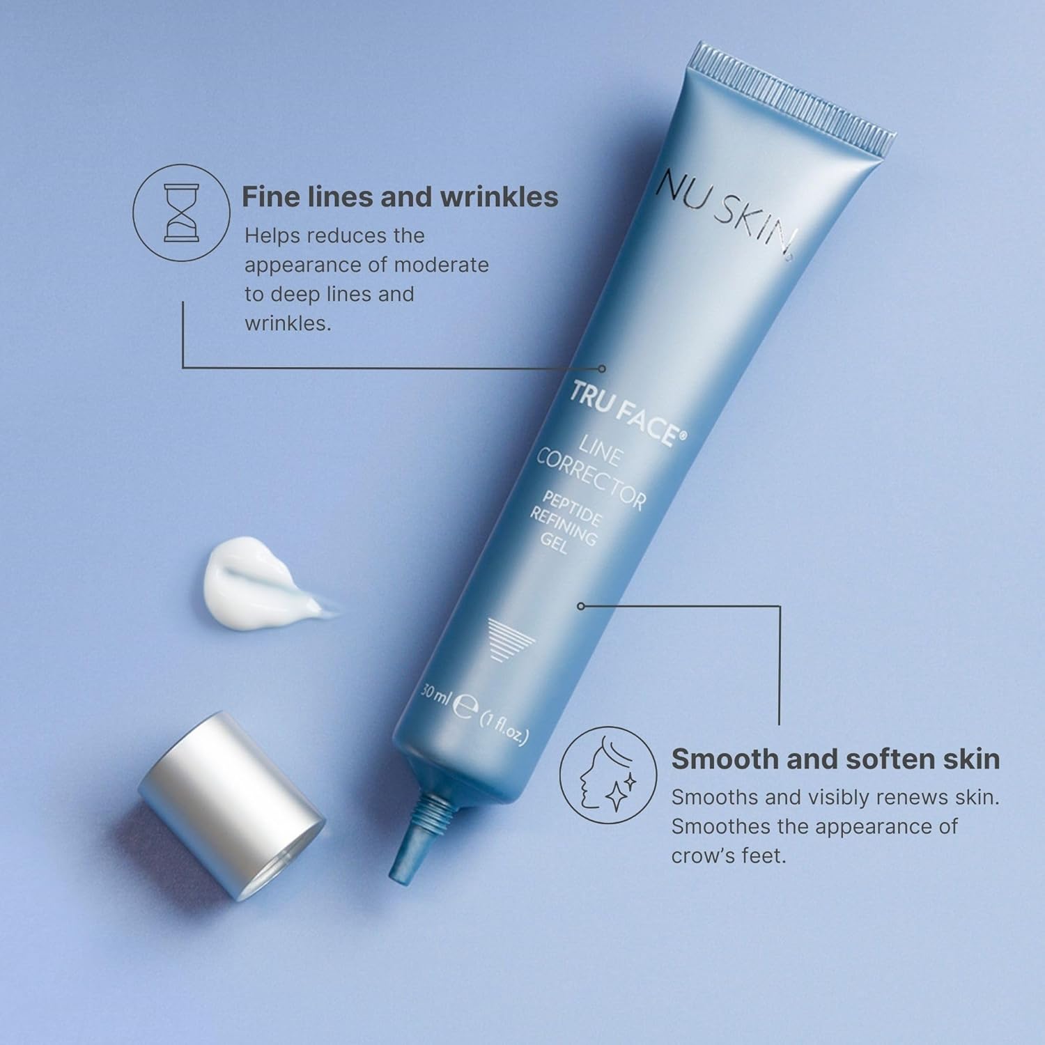 Nuskin Tru Face Line Corrector | Wrinkle Reducing Peptides | Aging for Fine Lines | Targets Mouth Lines & Forehead Wrinkles for Youthful, Smooth Skin | Put on before Makeup & Face Wash | 1 Pack