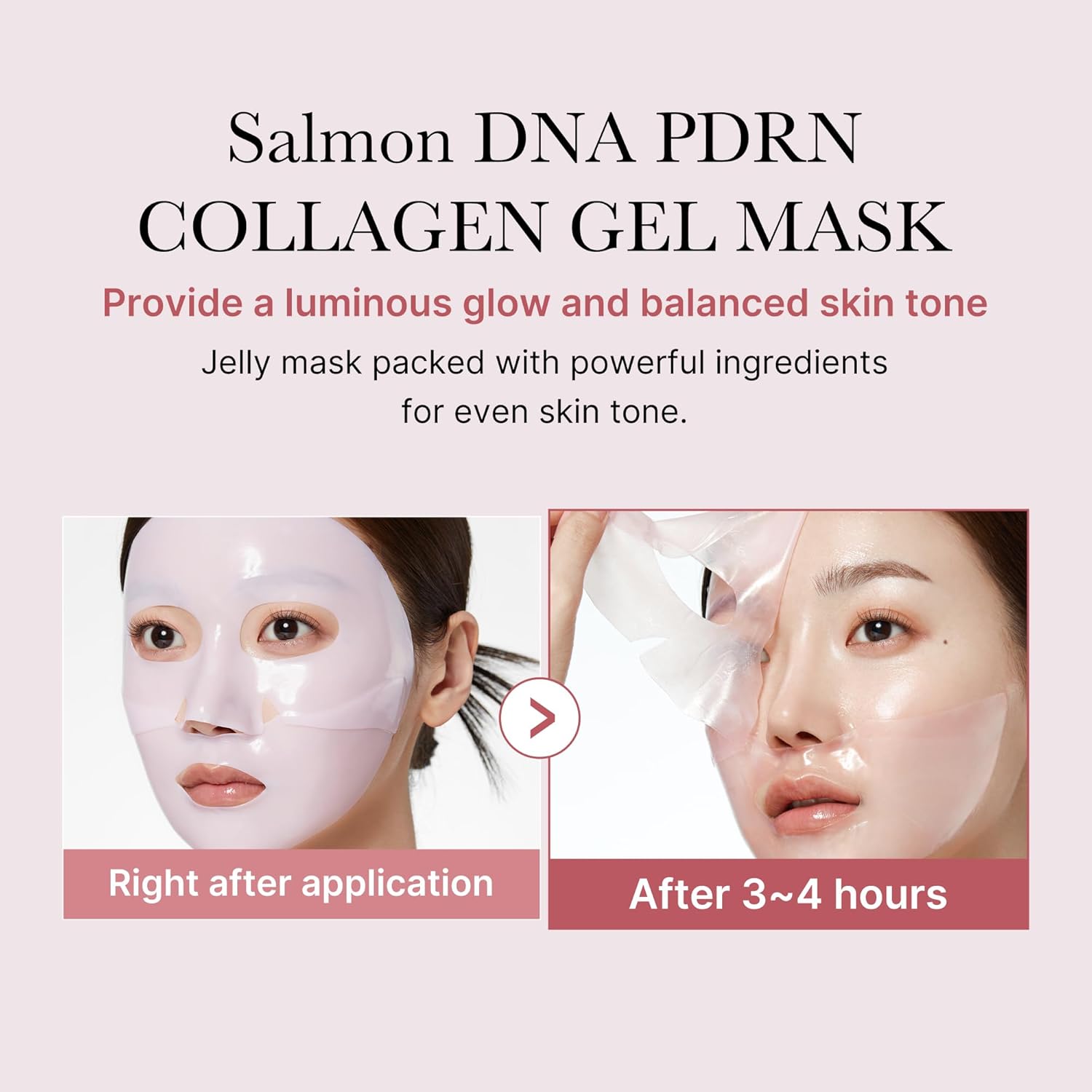 Medicube Salmon DNA PDRN Pink Collagen Jelly Gel Mask | Overnight Face Mask for Glass Glow Skin- Elasticity, Hydrating, Firming and Moisturizing | Korean Skincare, 28G, 4Ea