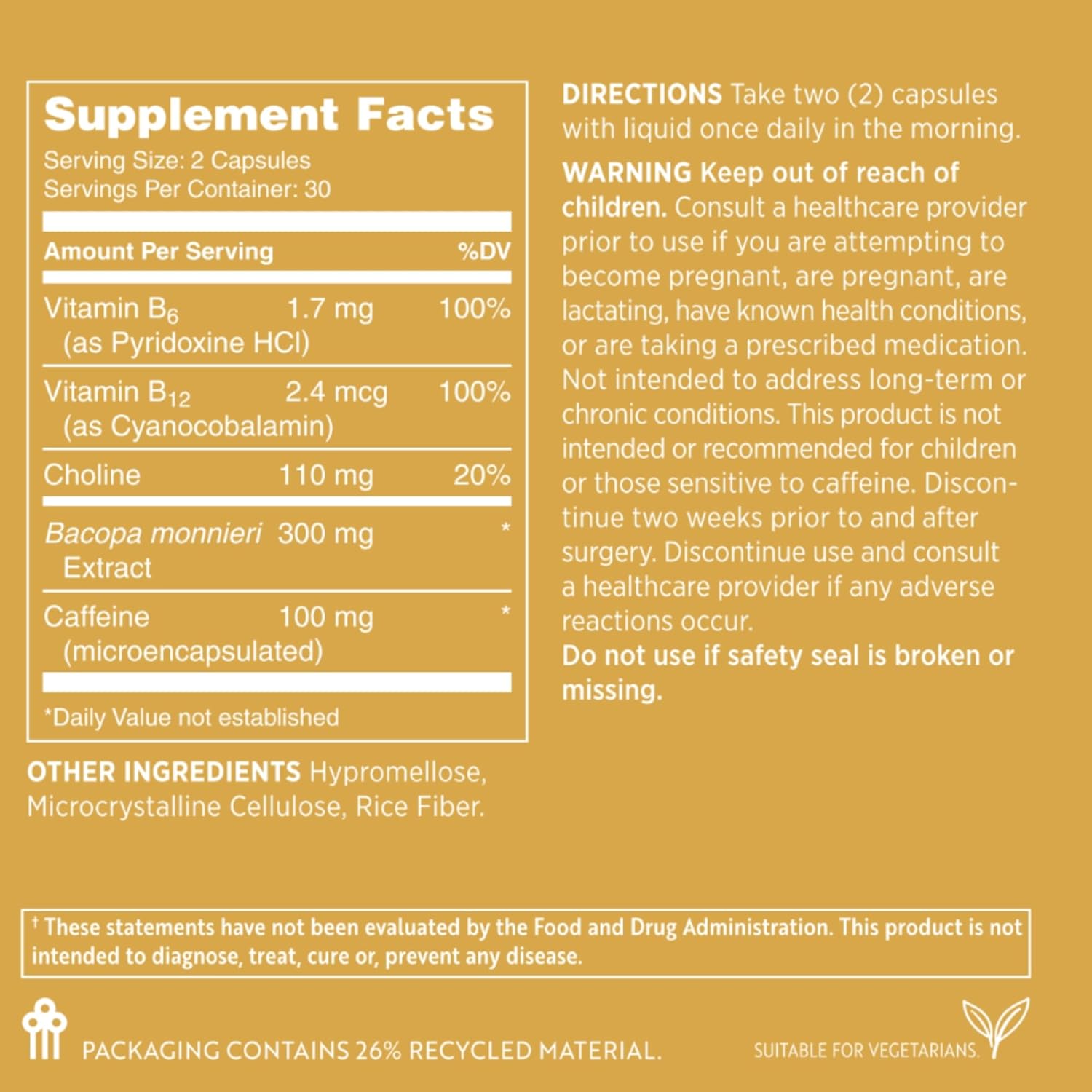 Nu Skin MYND360 Sharp Focus | 60 Capsules | Vitamin B12 & Vitamin B6 for Memory, Focus, and Clarity | Caffeine Infused Brain Health Supplement | Safe Daily Vitamin B Support for Boosted Concentration