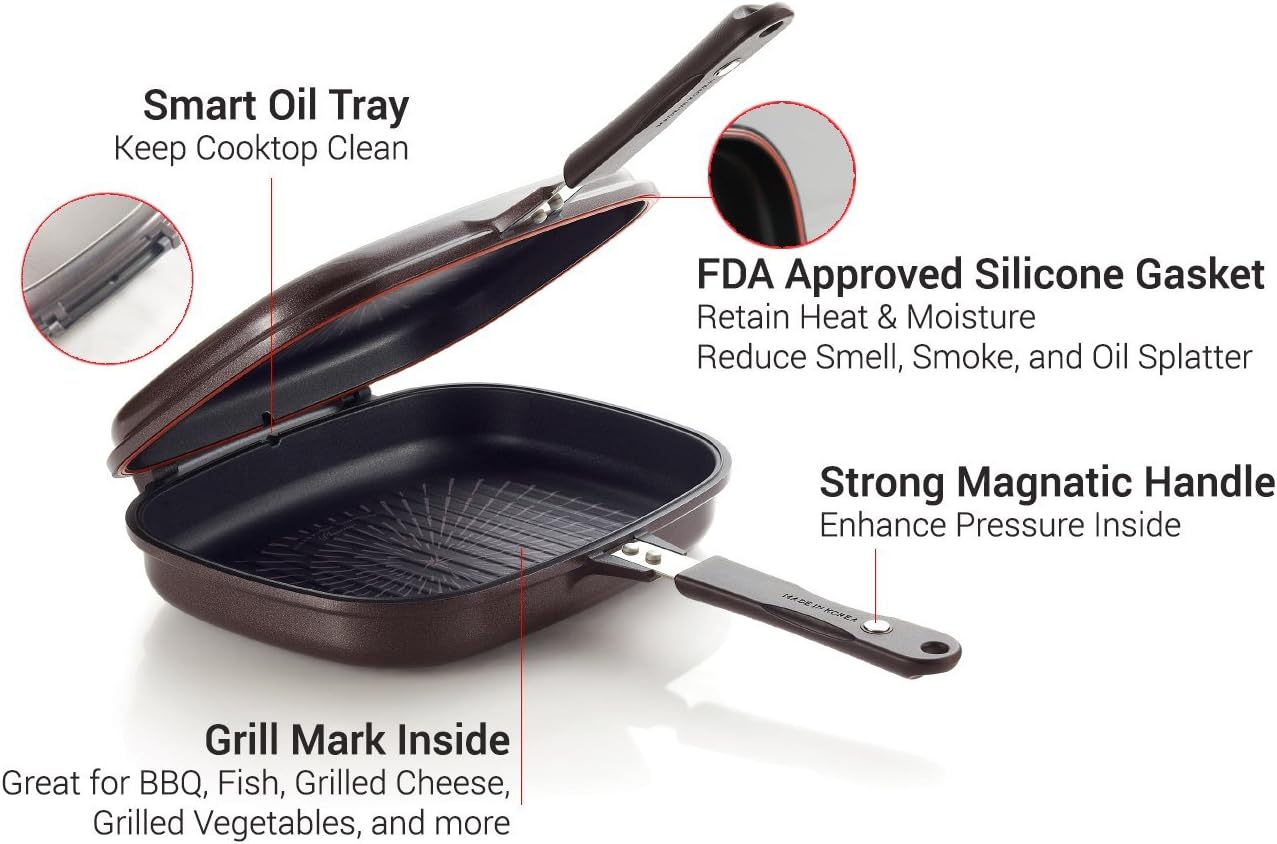 Happycall Titanium Nonstick Double Pan, Less Smell Patented Silicone Seal