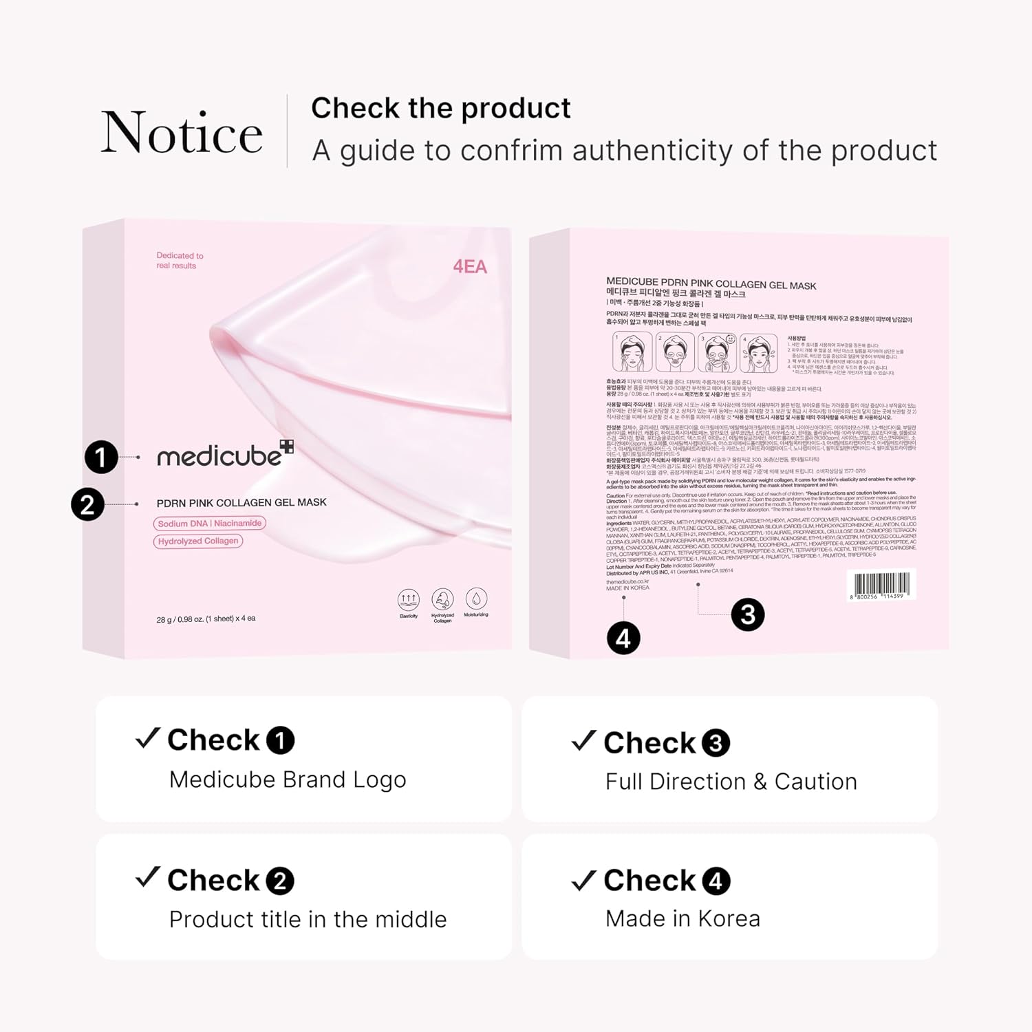 Medicube Salmon DNA PDRN Pink Collagen Jelly Gel Mask | Overnight Face Mask for Glass Glow Skin- Elasticity, Hydrating, Firming and Moisturizing | Korean Skincare, 28G, 4Ea