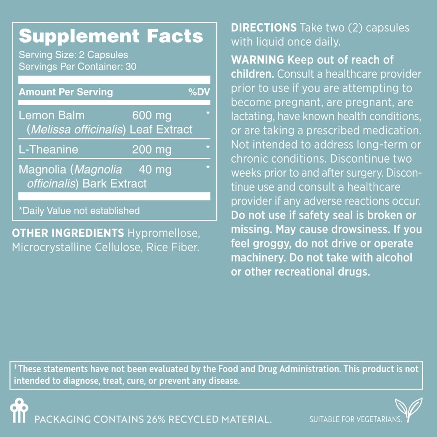 Nu Skin MYND360 Feel Calm with L-Theanine | 60 Capsules | Supports Relaxation & Calm Mindset | L-Theanine 200Mg, Lemon Balm Leaf & Magnolia Bark Extract | Calm Aid for Daily Wellness | Vegetarian