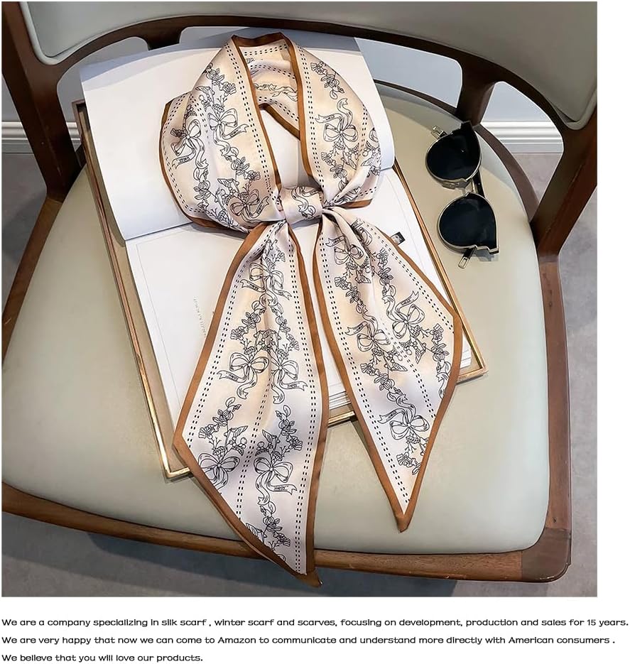 Livrerpi Silk Feeling Head Scarf Fashion Satin Hair Scarf Square Long Scarves for Women Gifts