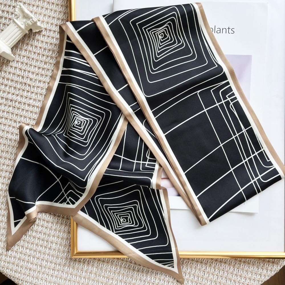 Silk Head Scarf for Hair Fashion Headwrap for Women Lightweight Neck Tie
