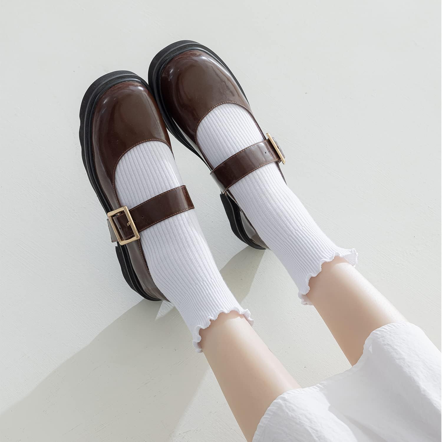 Mcool Mary Womens Socks, Ruffle Turn-Cuff Casual Ankle Breathable Cool Knit Cotton Lettuce Crew Frilly Sock 6 Pack