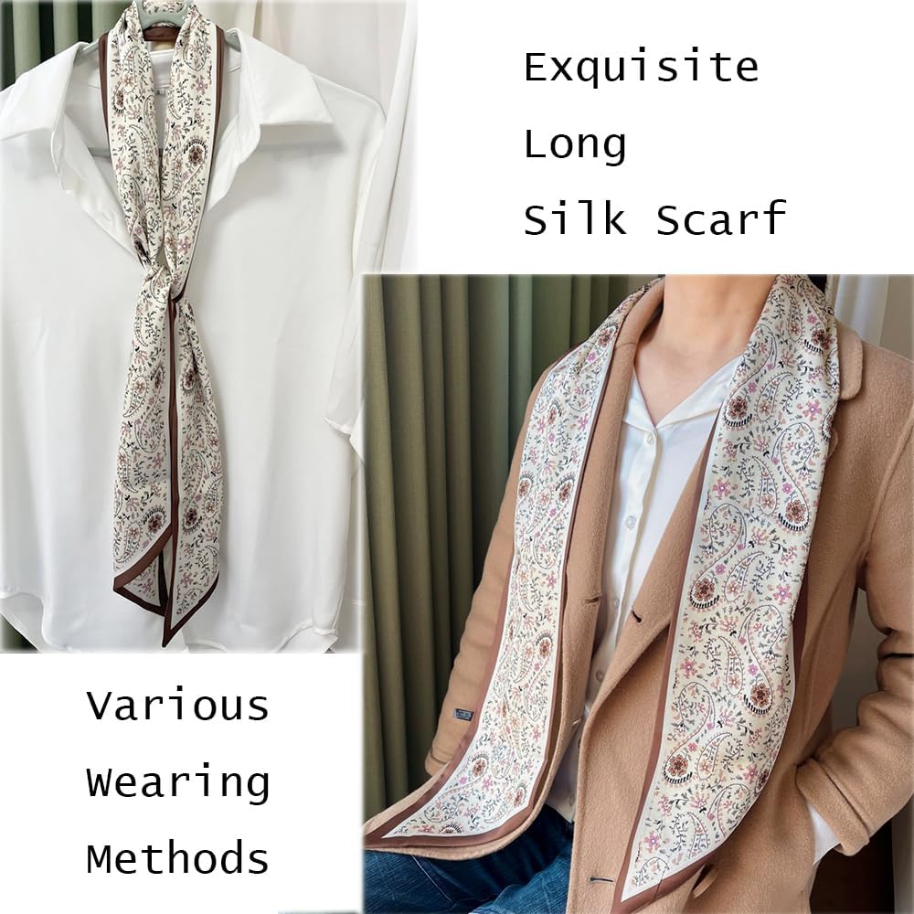 Silk Head Scarf for Hair Fashion Headwrap for Women Lightweight Neck Tie