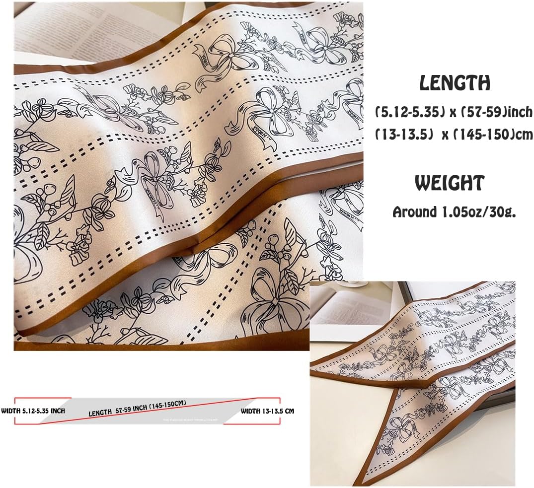 Livrerpi Silk Feeling Head Scarf Fashion Satin Hair Scarf Square Long Scarves for Women Gifts