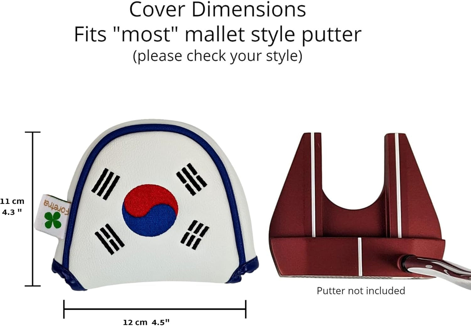 Foretra Driver Headcover Golf Club Covers Blade Mallet Putter Cover Alignment Stick Holder Hybrid Fairway Wood Head Cover Korea Flag Novelty Golf Accessories for Most Brands