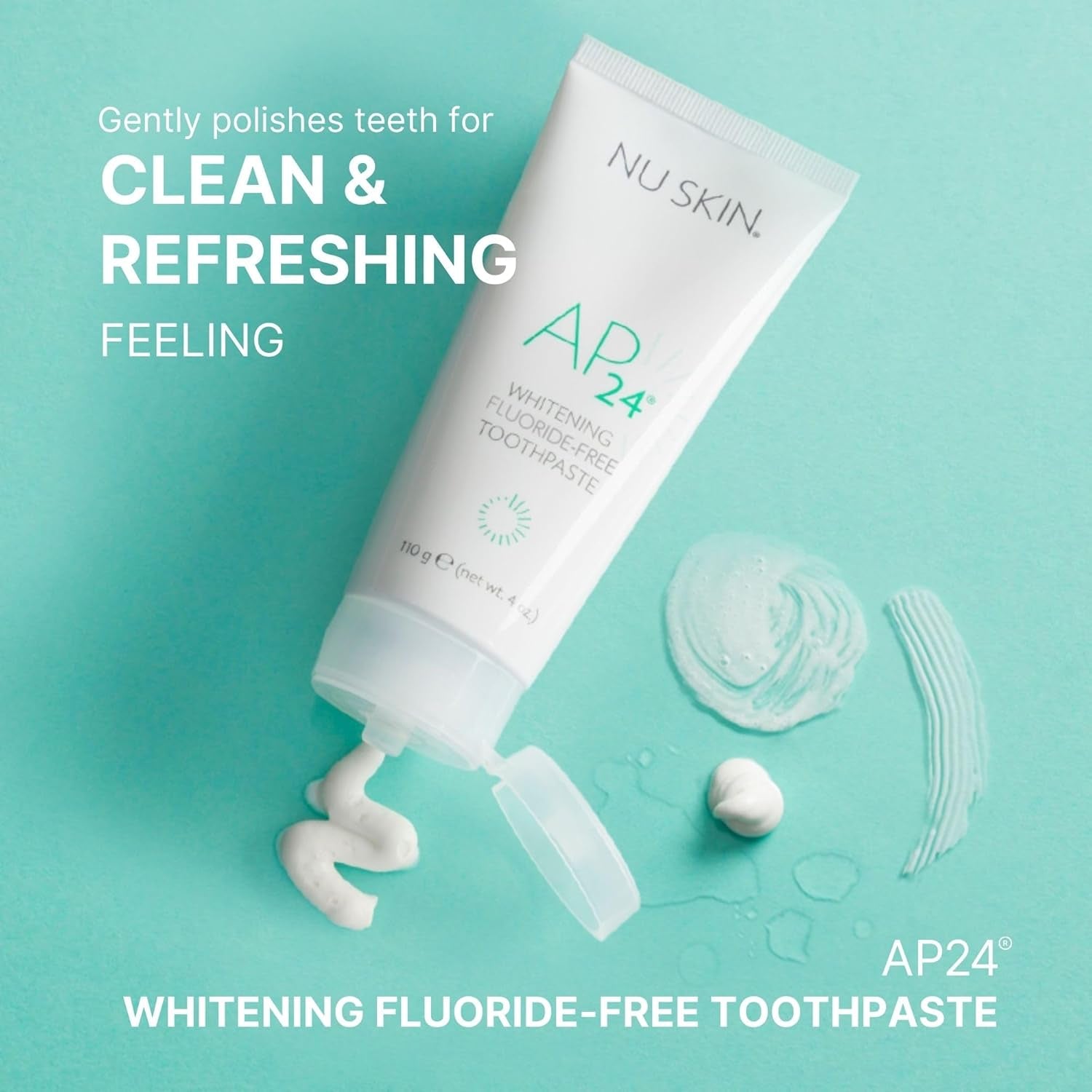 Nu Skin AP 24 Whitening Fluoride - Free Toothpaste | AP 24 Blend | Vanilla Mint Flavor | Brightens Teeth | Removes Surface Stains | Prevents Dental Cavities & Plaque | Enamel-Safe | 4 Oz | 1 Pack
