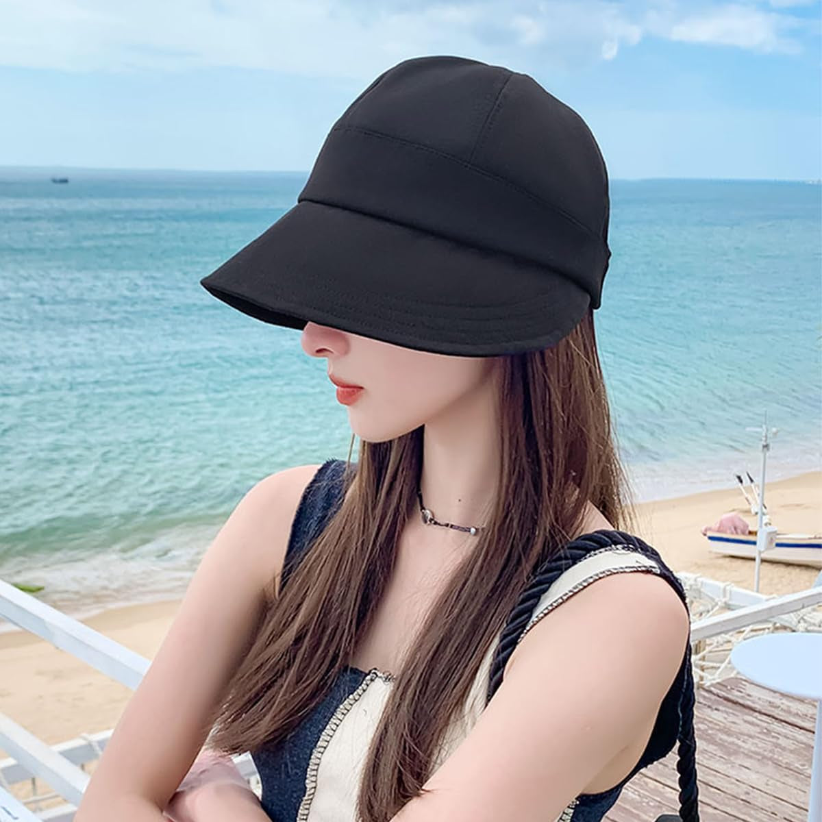Womens Sun Visor Hats Wide Brim Summer Beach Sun Hat Wide Brim Baseball Cap Beach UV Protection Caps
