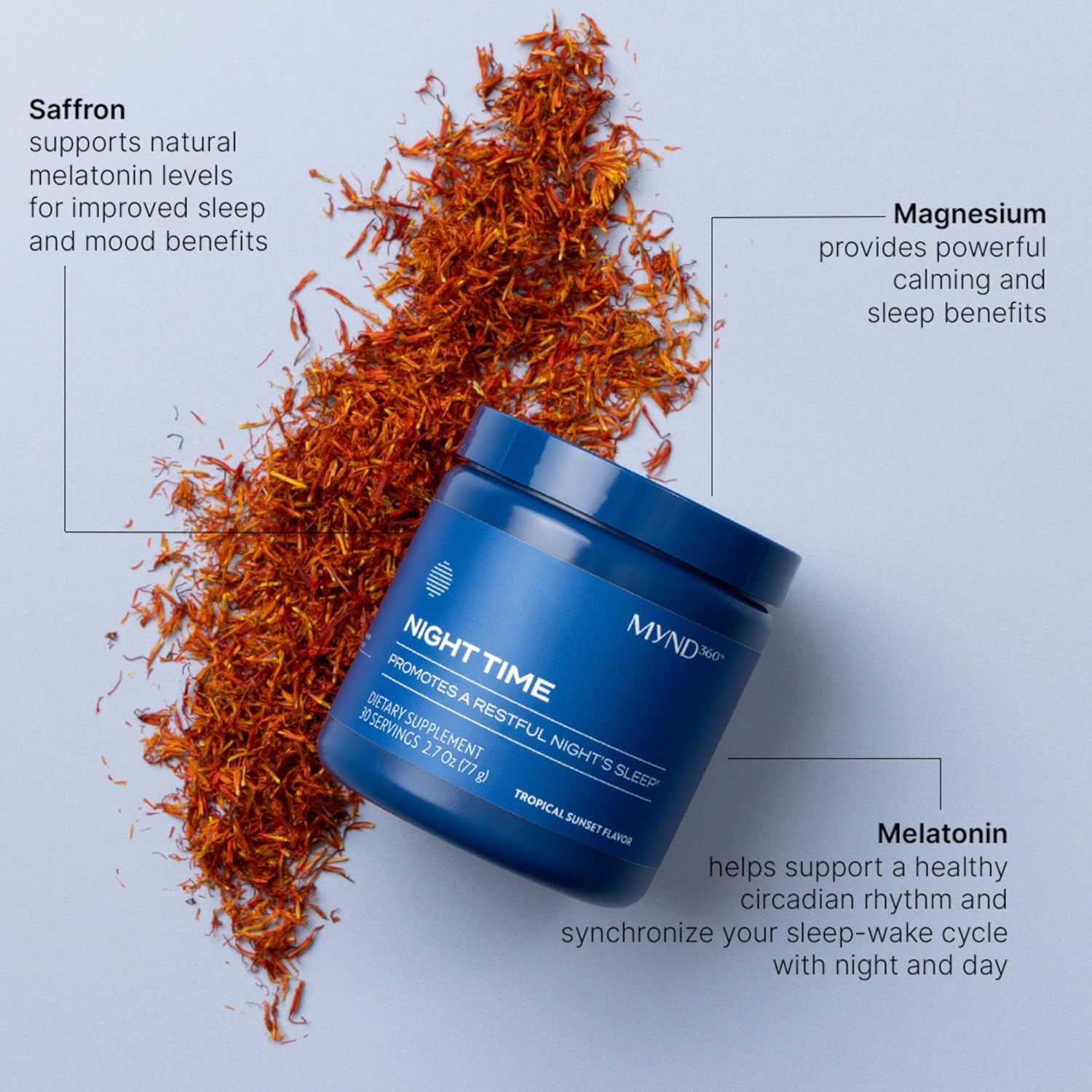 Nu Skin MYND360 Night Time Sleep Aid | Magnesium & Melatonin Sleep Supplement | Magnesium Citrate Powder | Promotes Restful Sleep | Non-Habit Forming Magnesium Supplement