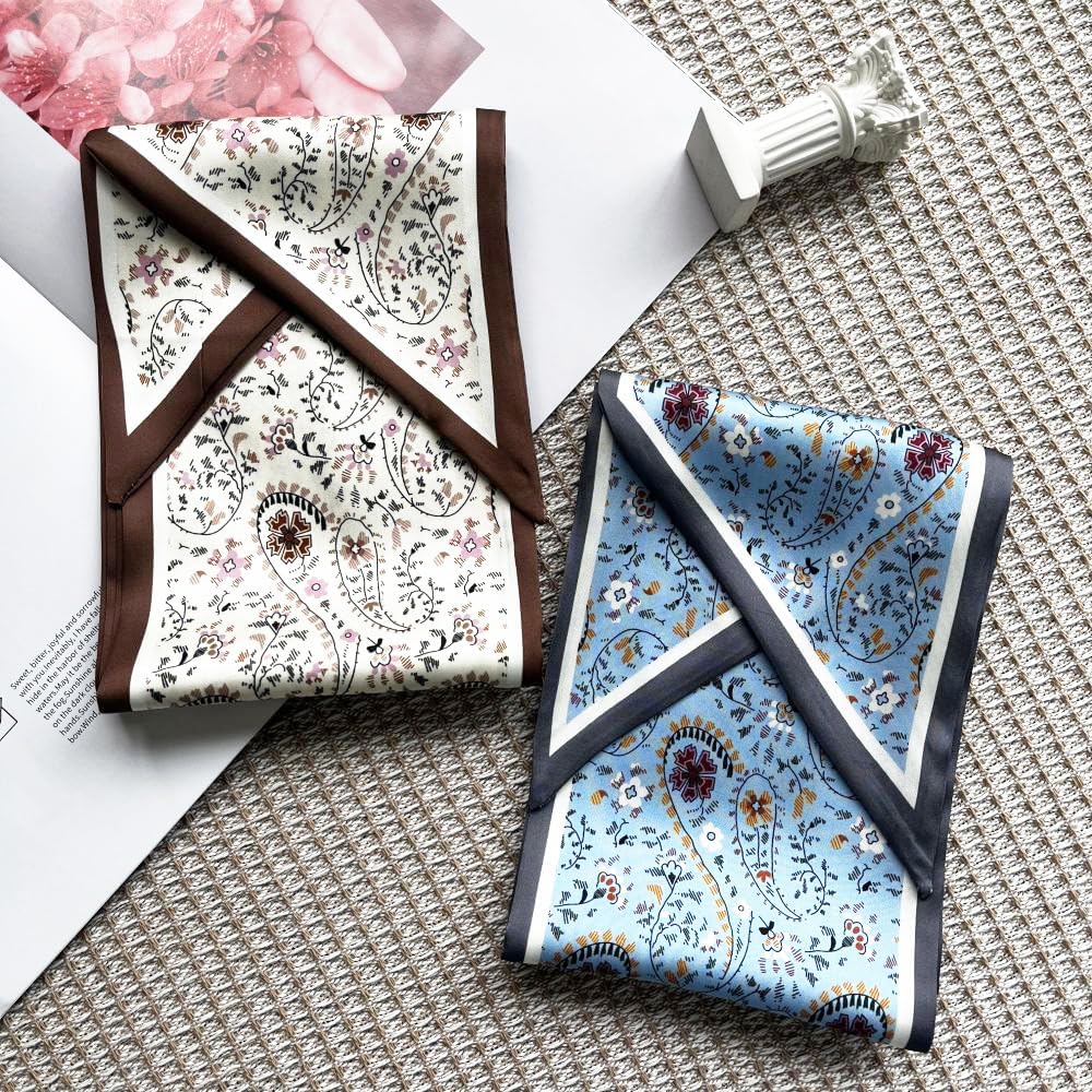 Silk Head Scarf for Hair Fashion Headwrap for Women Lightweight Neck Tie